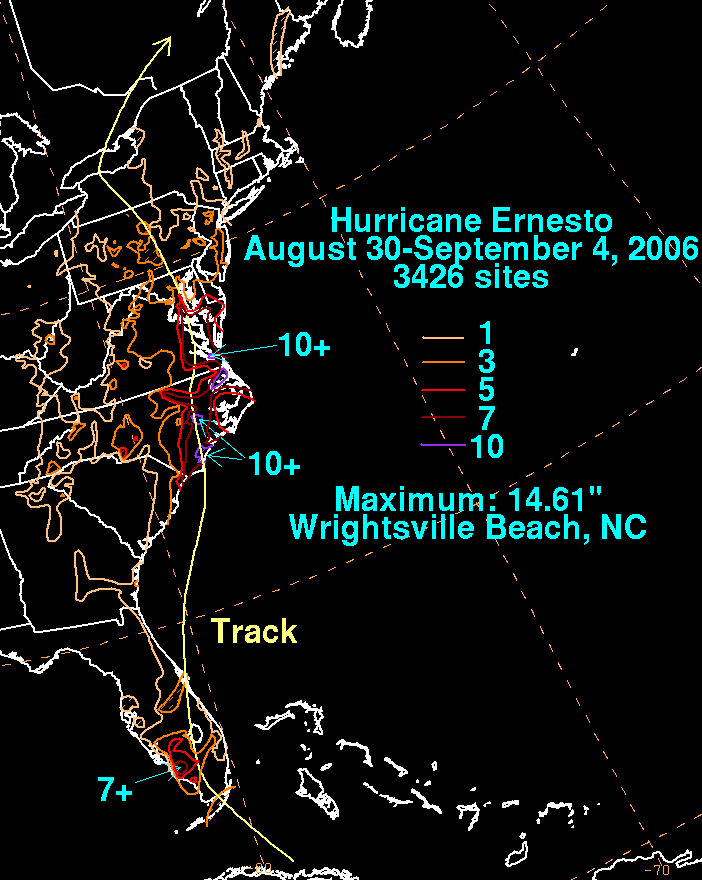 Hurricane Ernesto (2006) Rainfall
