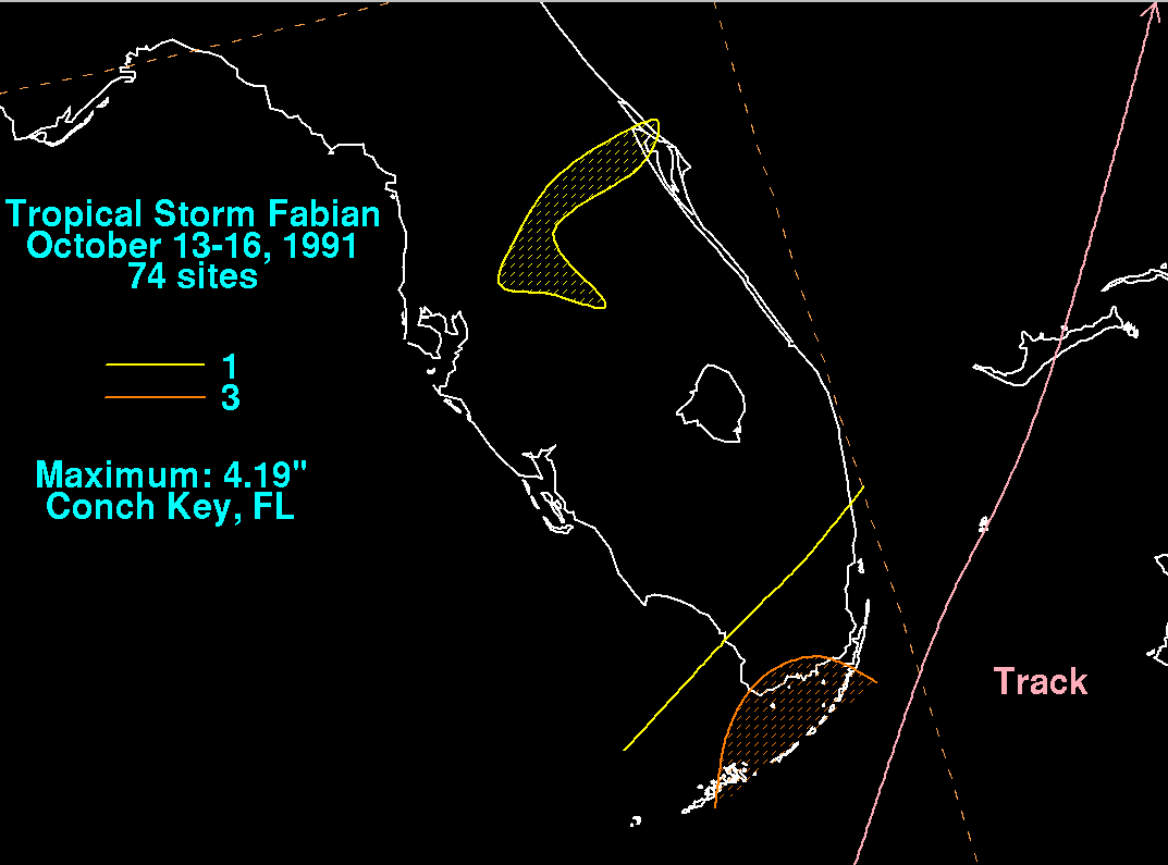 Tropical Storm Fabian (1991) Rainfall