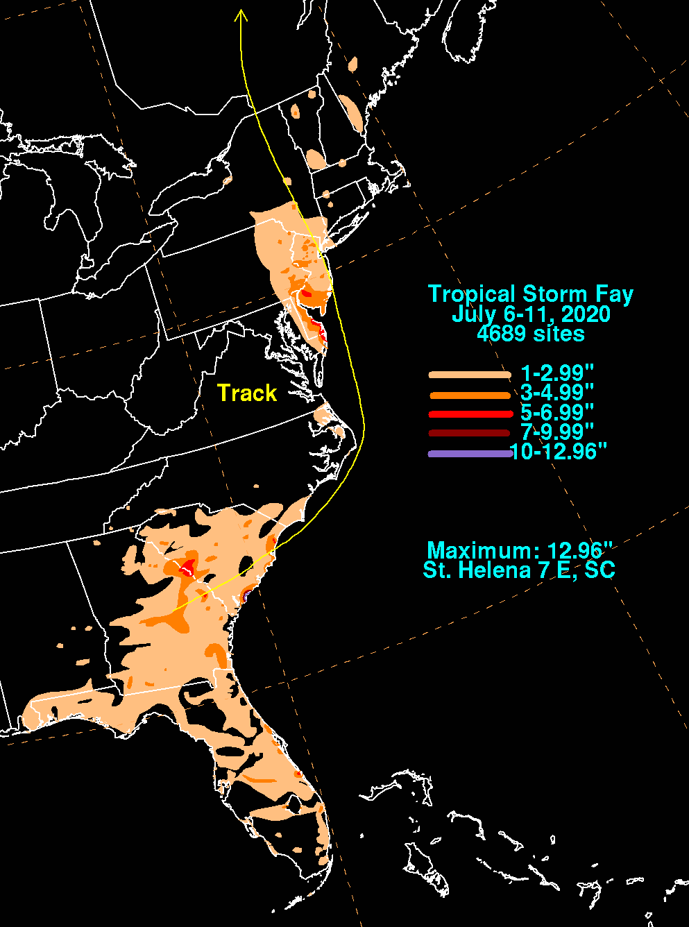 Tropical Storm Fay (2020) Rainfall