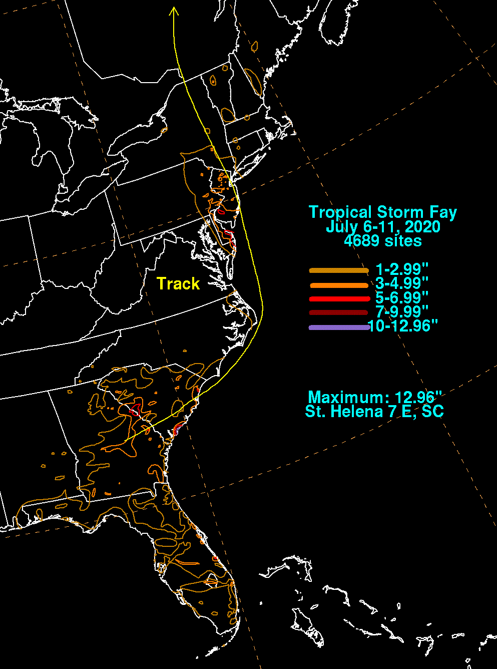 Tropical Storm Fay (2020) Rainfall