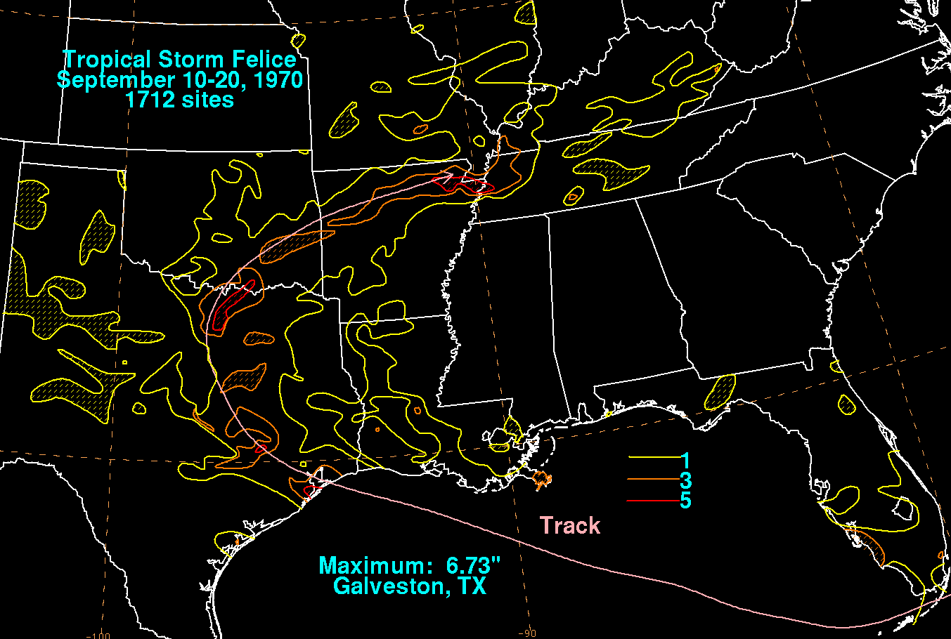 Felice (1970) Storm Total Rainfall
