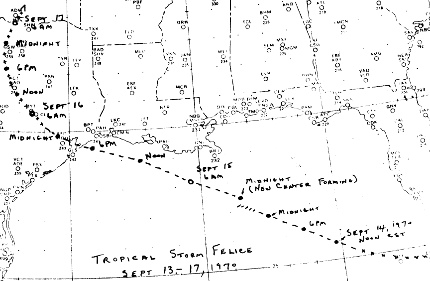 Tropical Storm Felice (1970) Track