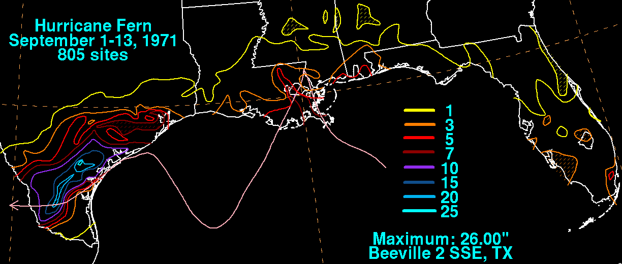 Hurricane Fern (1971) Rainfall