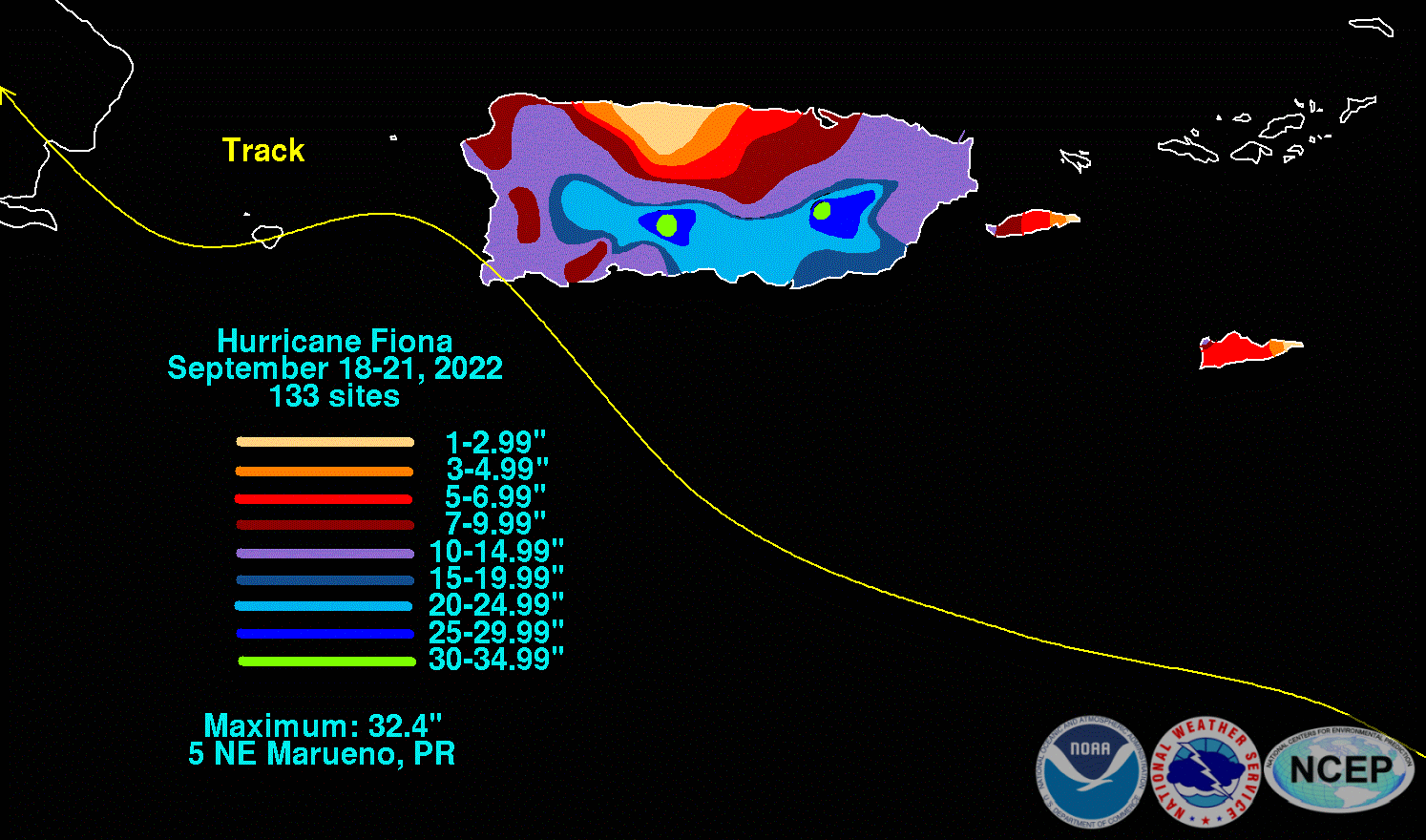 Hurricane Fiona (2022) Rainfall