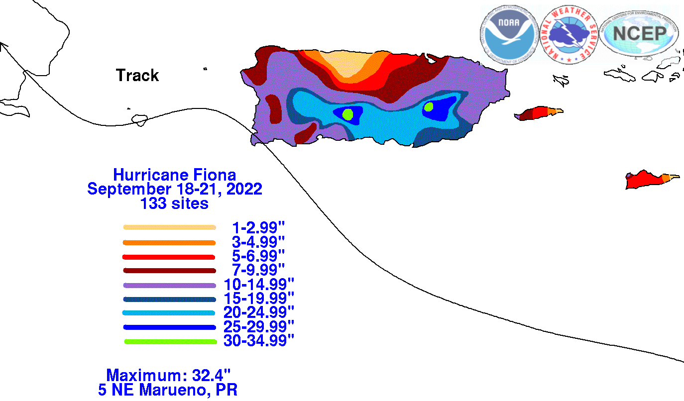 Hurricane Fiona (2022) Rainfall
