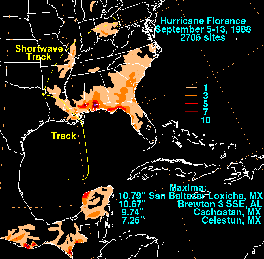 Hurricane Florence (1988) Rainfall