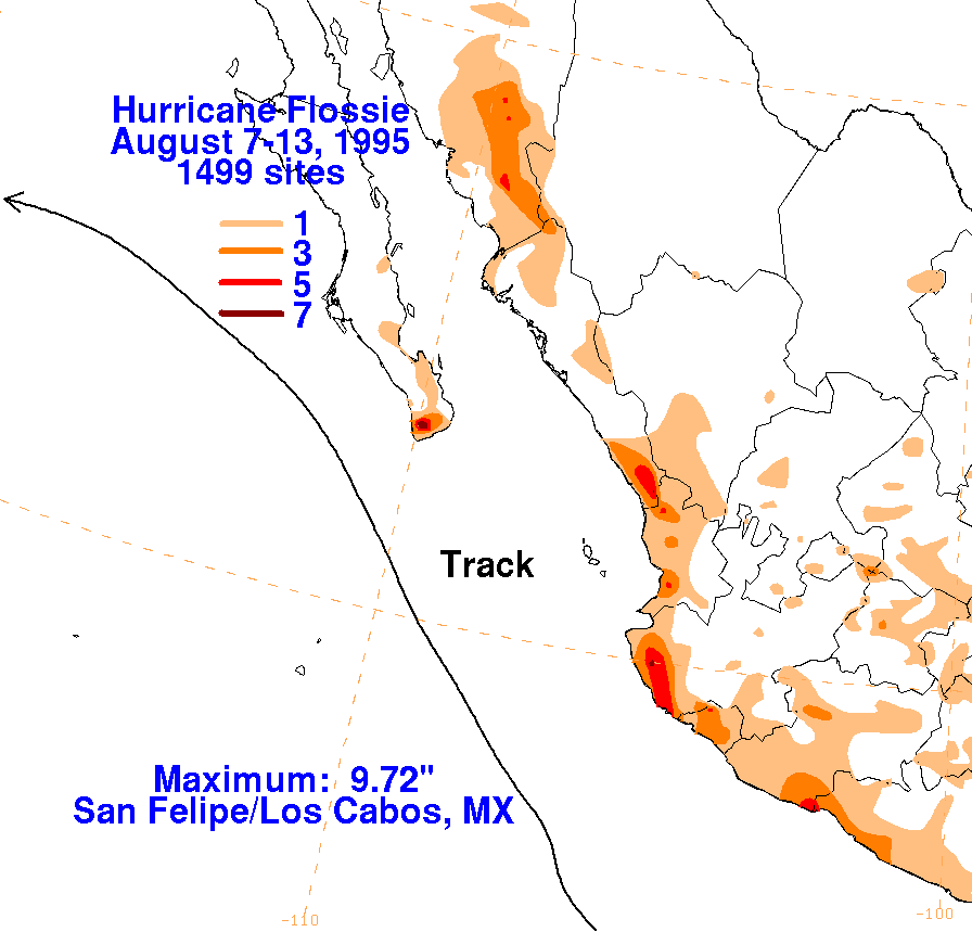 Flossie (1995) Storm Total Rainfall