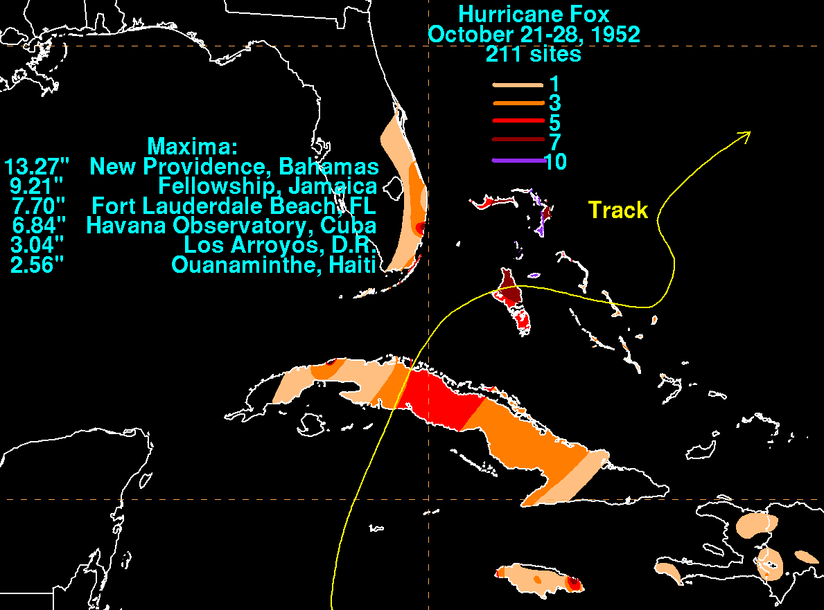 Storm Total Rainfall for Fox (1952)