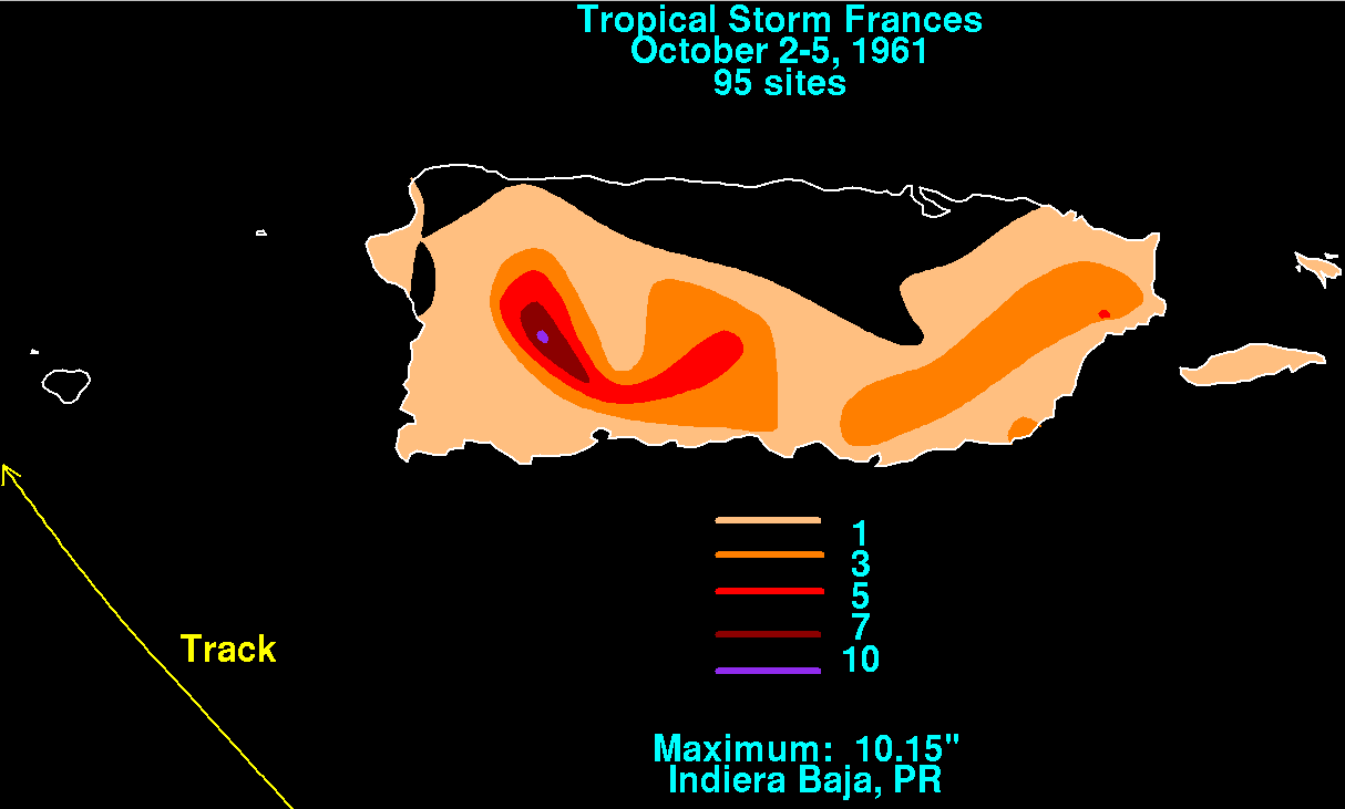 Tropical Storm Frances (1961) Rainfall