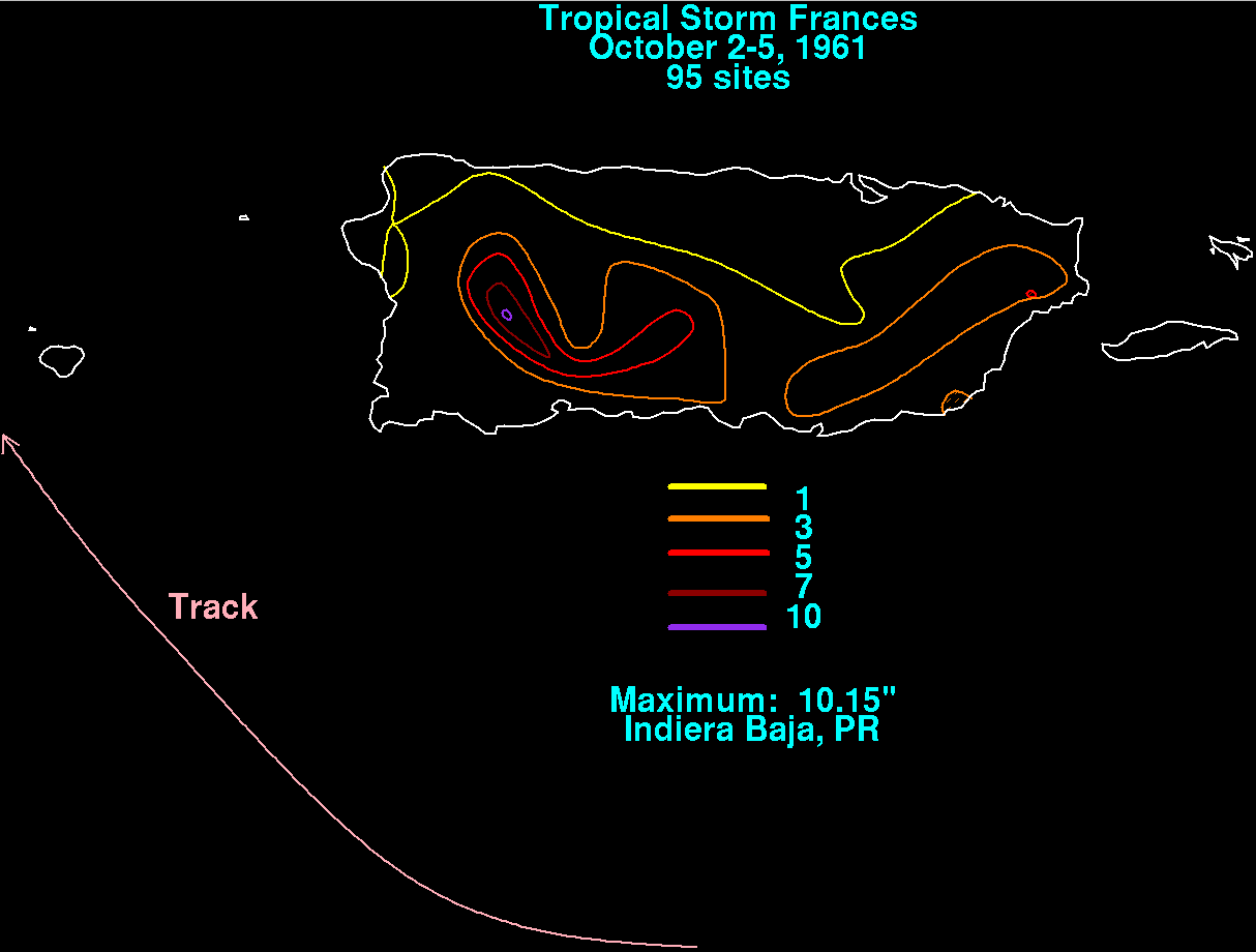Tropical Storm Frances (1961) Rainfall