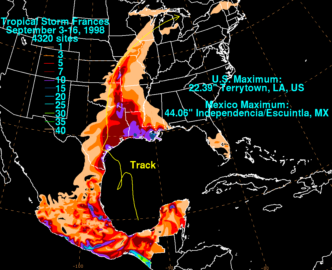 Frances (1998) Storm Total Rainfall