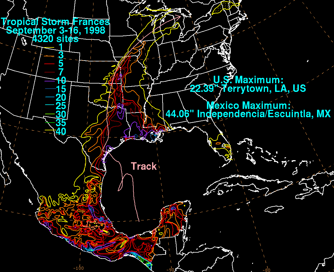 Frances (1998) Storm Total Rainfall