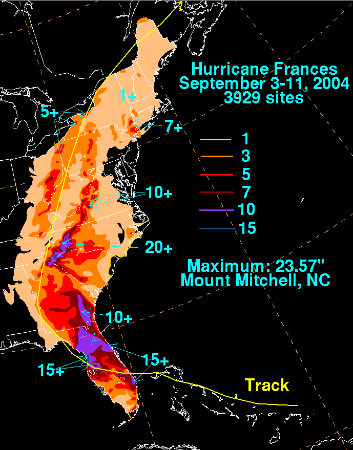 Frances (2004) Filled Contour Rainfall