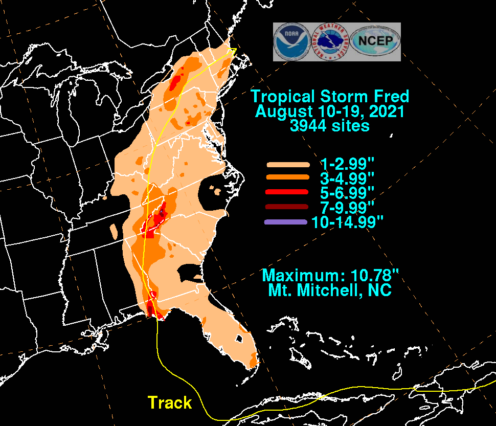 Tropical Storm Fred (2021) Rainfall