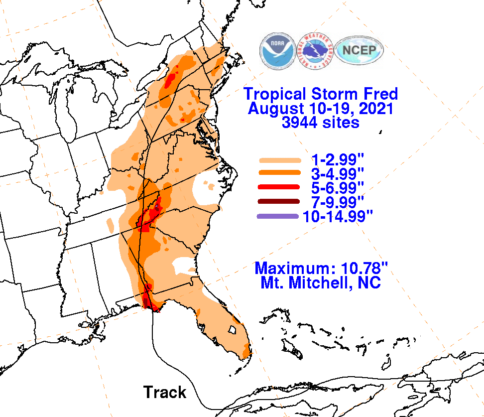Tropical Storm Fred (2021) Rainfall