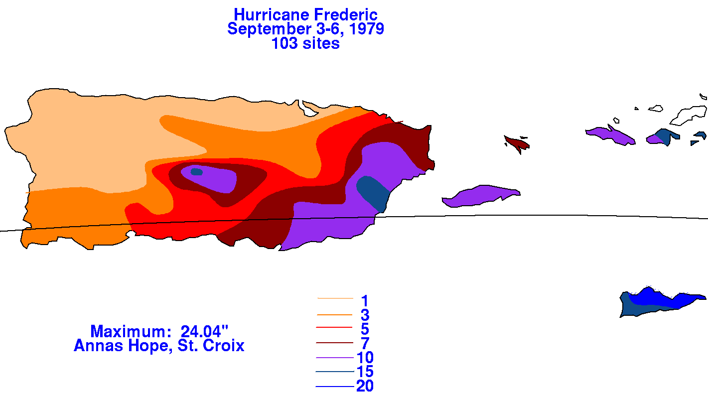 Hurricane Frederic (1979) Rainfall for Puerto Rico