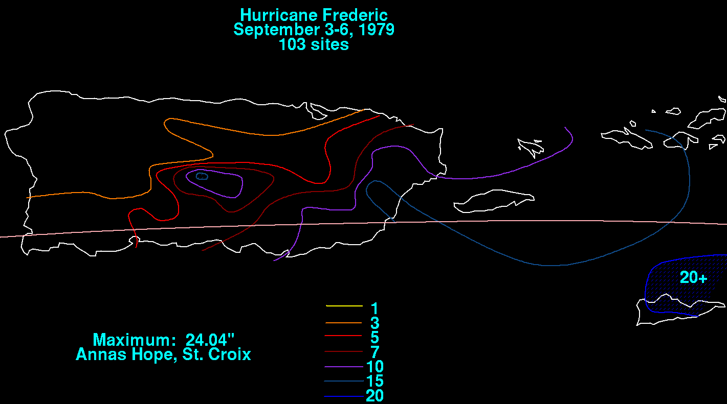 Hurricane Frederic (1979) Rainfall for Puerto Rico