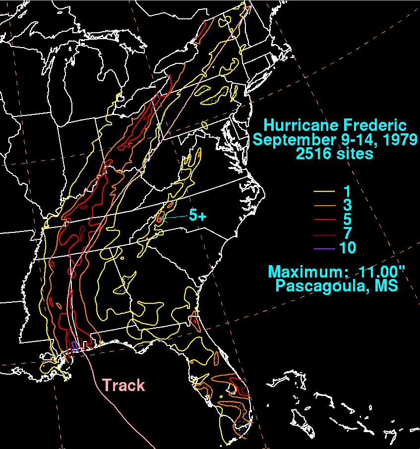 Hurricane Frederic (1979) Rainfall for East
