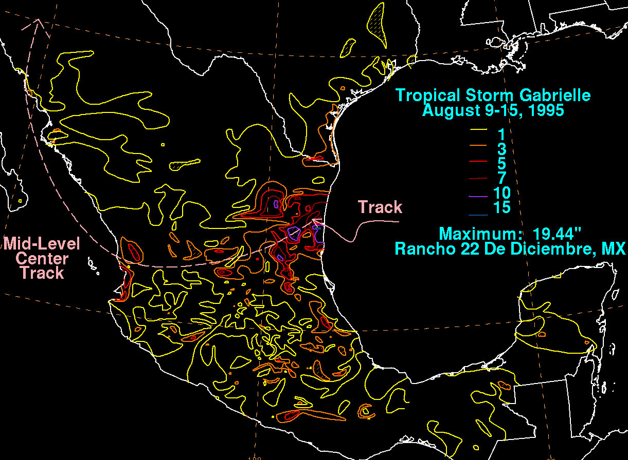 Gabrielle (1995) Storm Total Rainfall