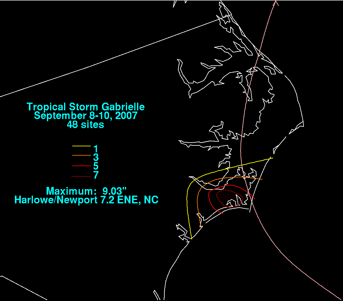 Gabrielle (2007) Storm Total Rainfall