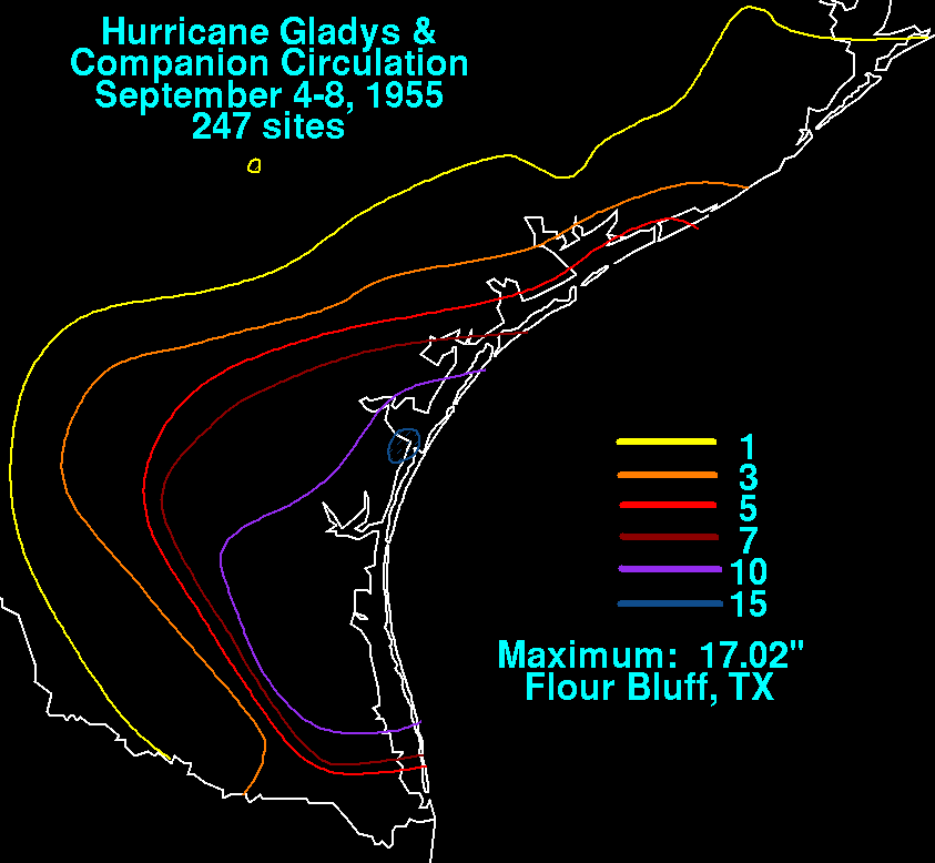 Gladys (1955) Storm Total Rainfall