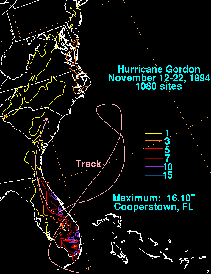 Gordon (1994) Storm Total Rainfall