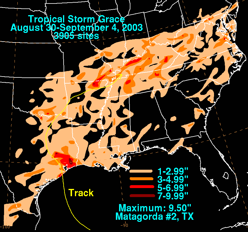 Grace (2003) Filled Contour Rainfall on Black Background