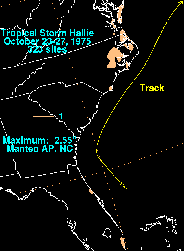 Tropical Storm Hallie (1975) Rainfall
