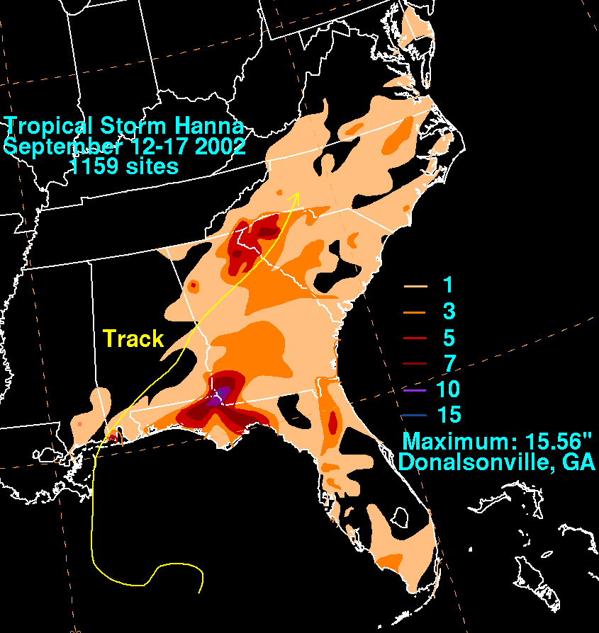 Tropical Storm Hanna (2002) Rainfall
