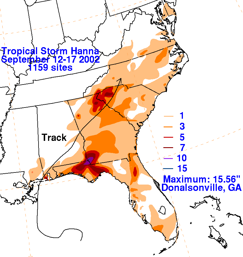 Tropical Storm Hanna (2002) Rainfall