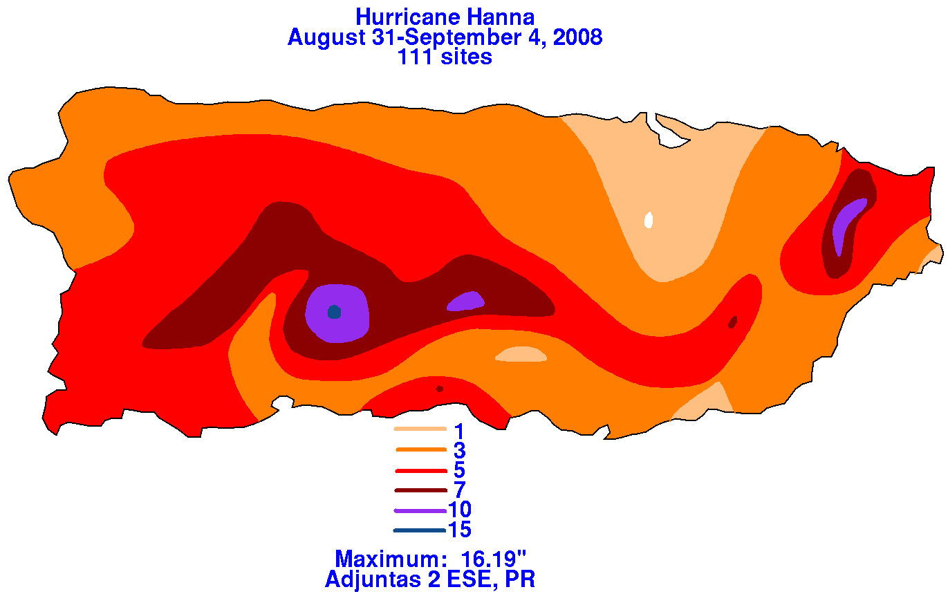 Hanna (2008) Puerto Rico Rainfall Graphic