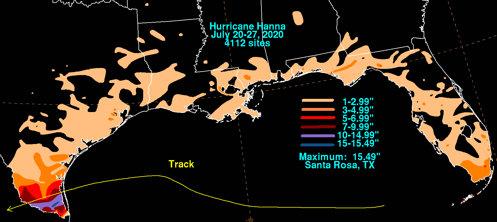 Hurricane Hanna (2020) Rainfall