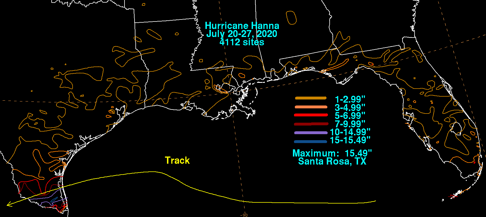Hurricane Hanna (2020) Rainfall