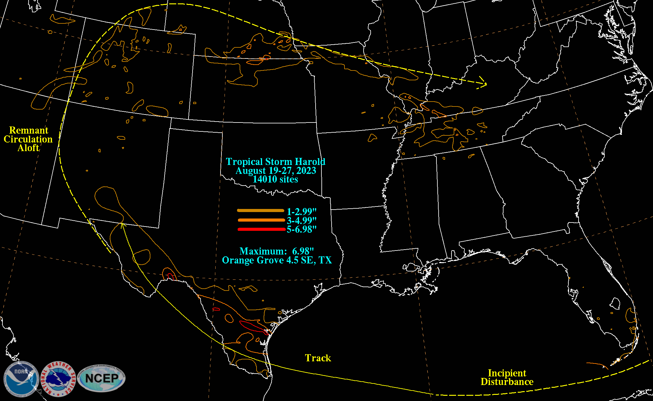 Tropical Storm Harold (2023) Rainfall