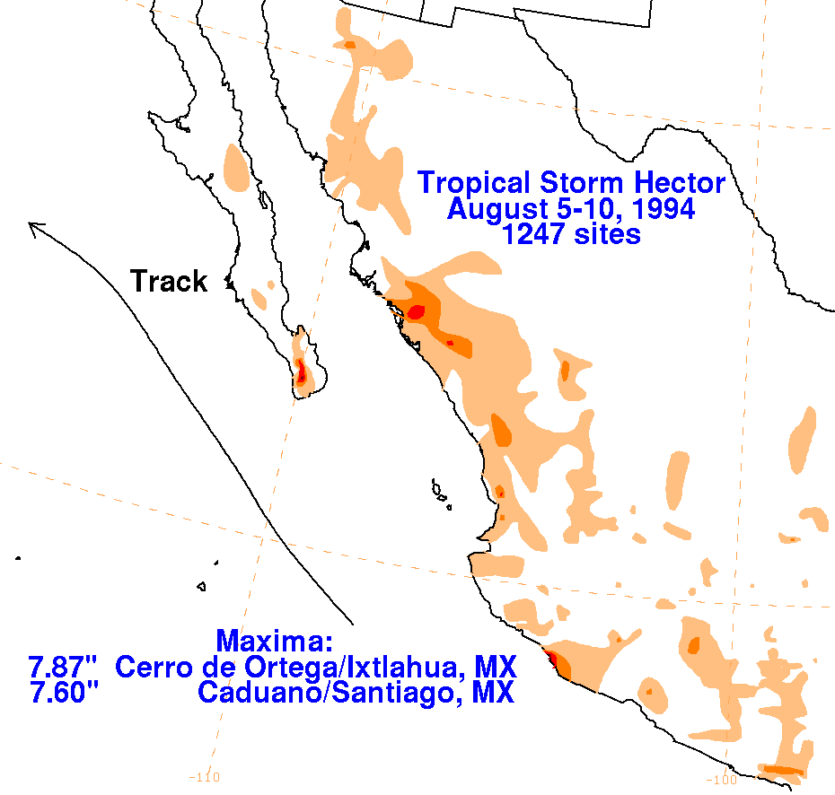 Hector (1994) Storm Total Rainfall