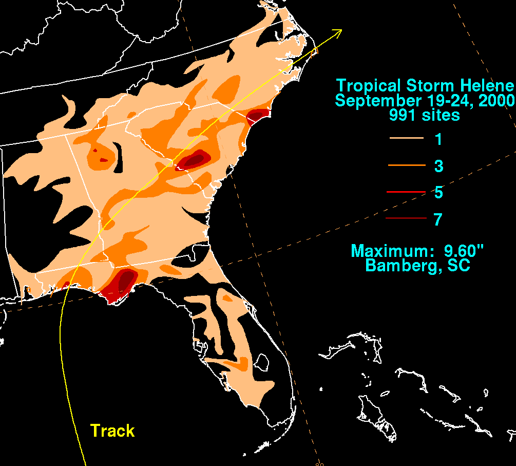 Tropical Storm Helene (2000) Storm Total Rainfall