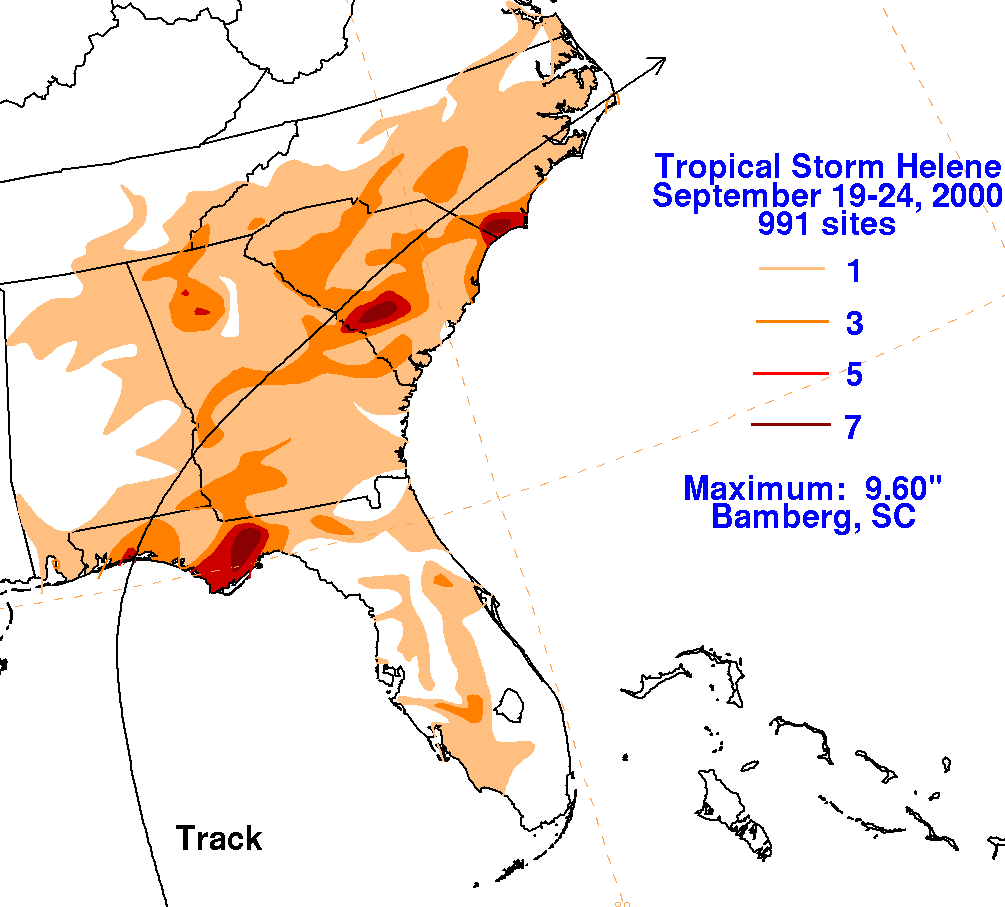 Tropical Storm Helene (2000) Storm Total Rainfall