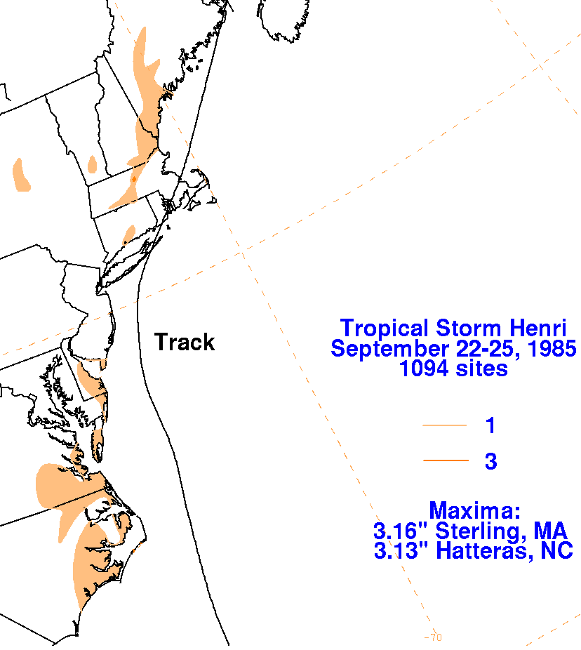 Tropical Storm Henri (1985) Rainfall