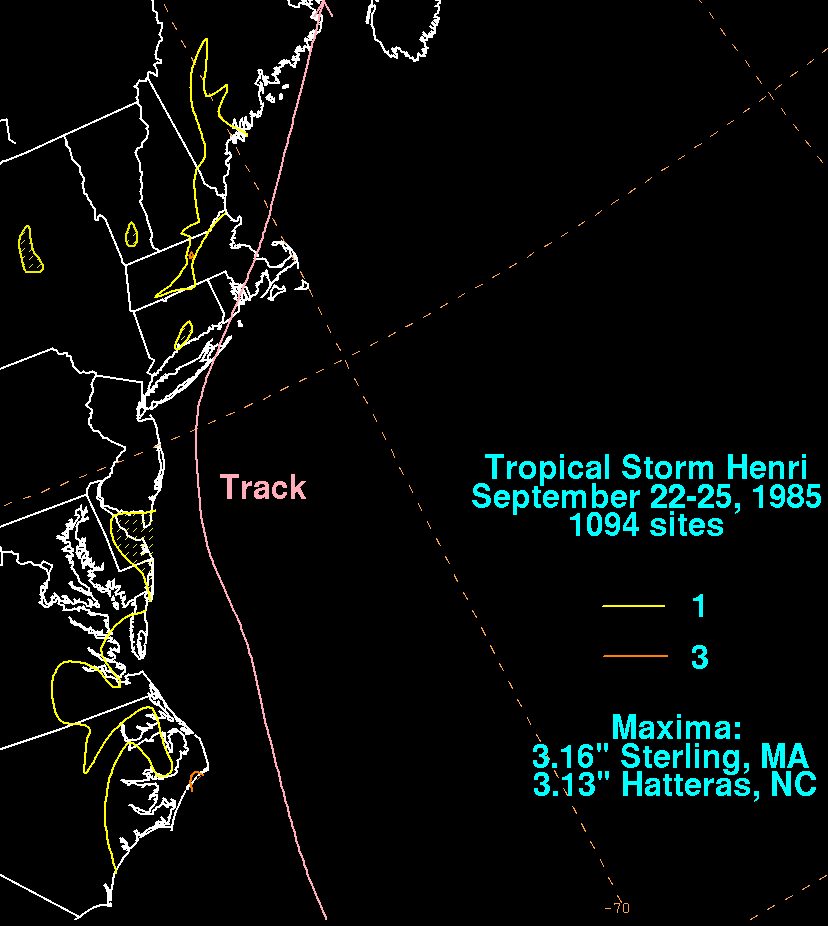 Tropical Storm Henri (1985) Rainfall