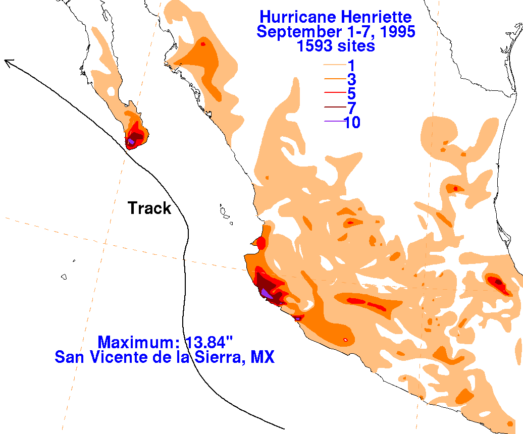 Henriette (1995) Storm Total Rainfall