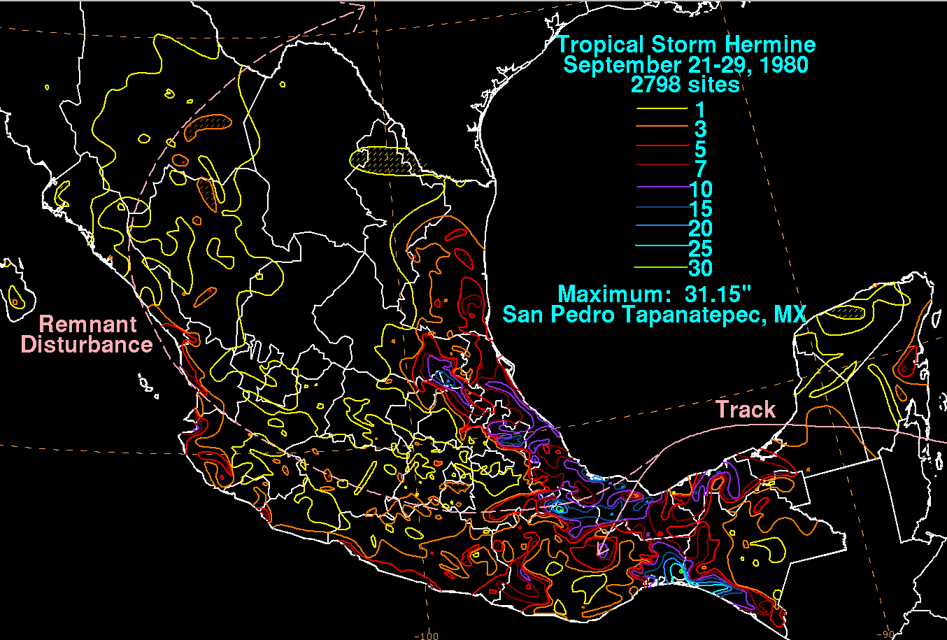 Tropical Storm Hermine (1980) Rainfall
