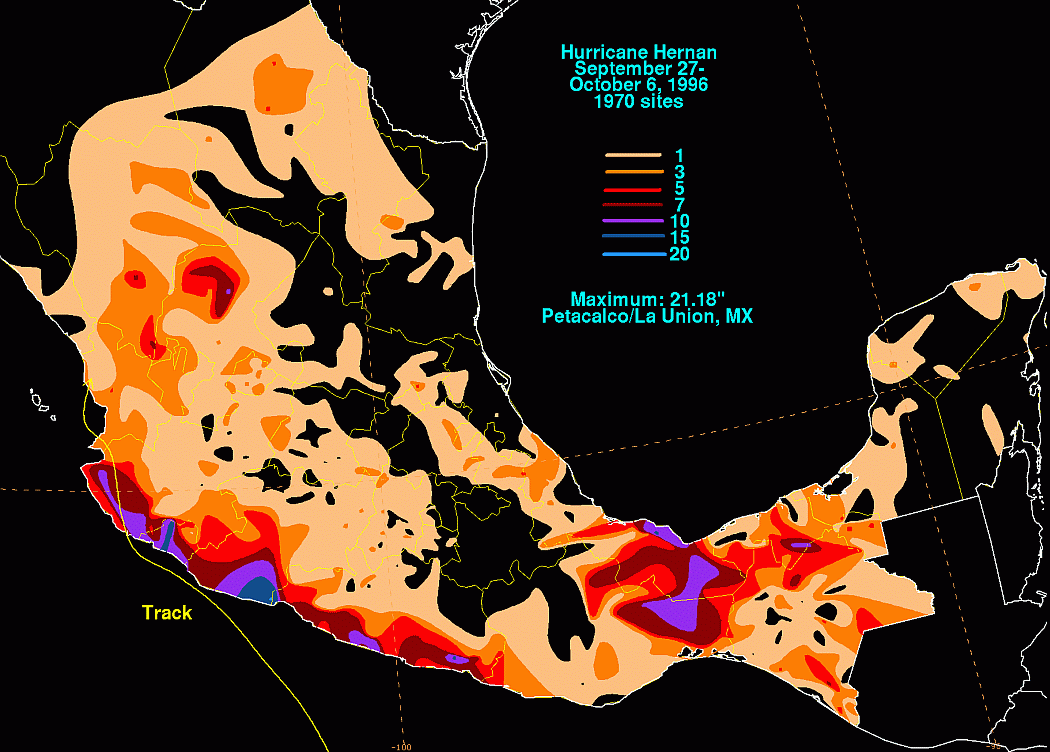 Hernan (1996) Storm Total Rainfall