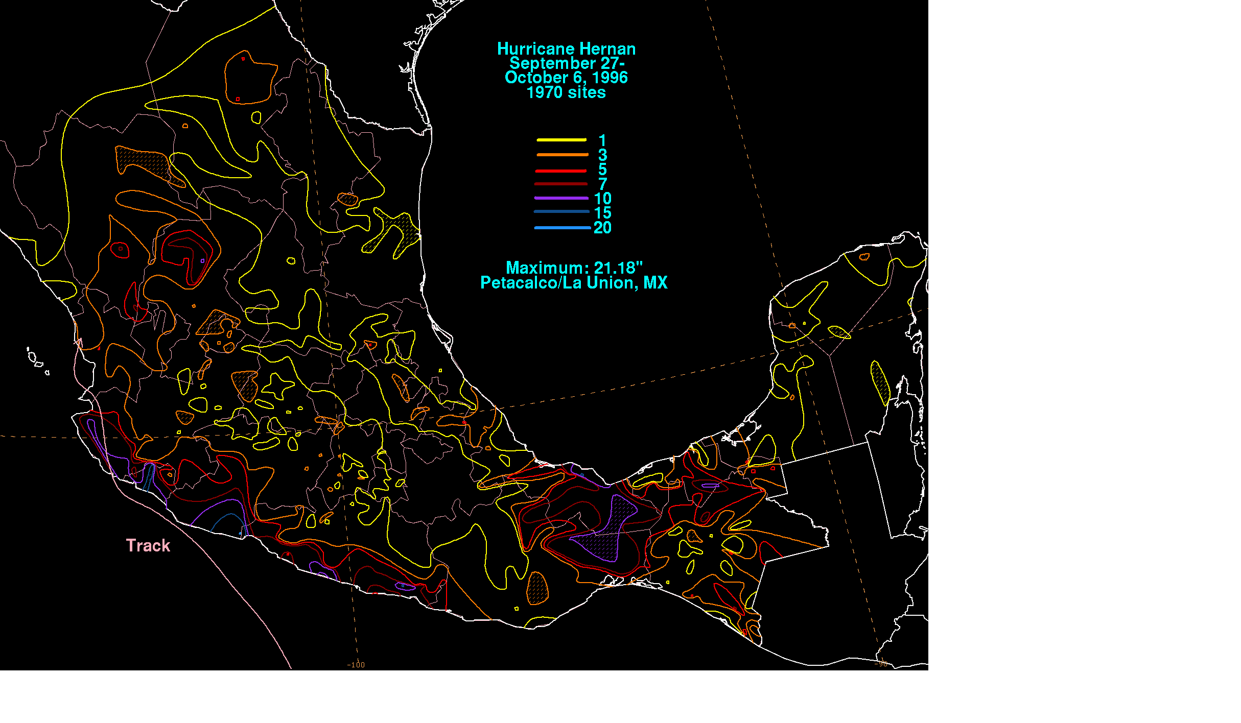 Hernan (1996) Storm Total Rainfall