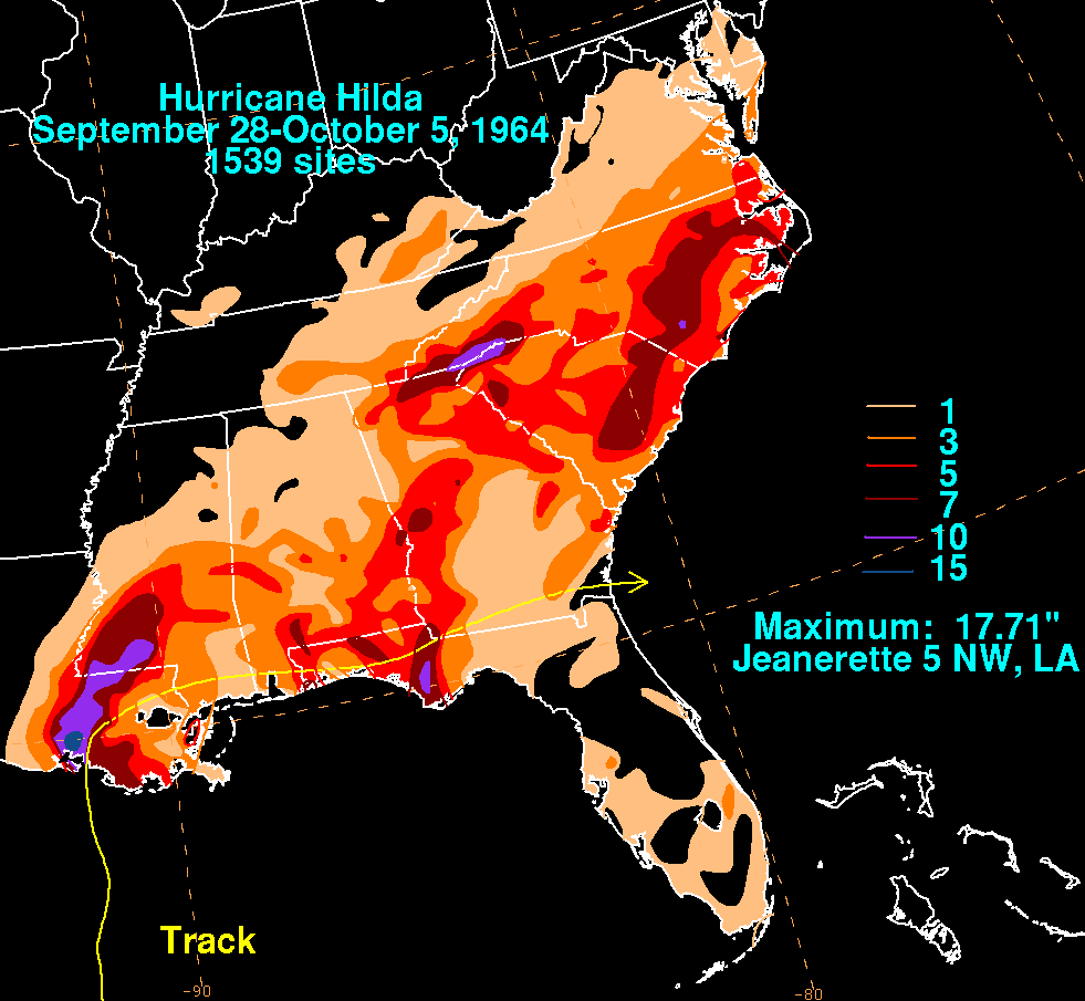 Hilda (1964) Storm Total Rainfall