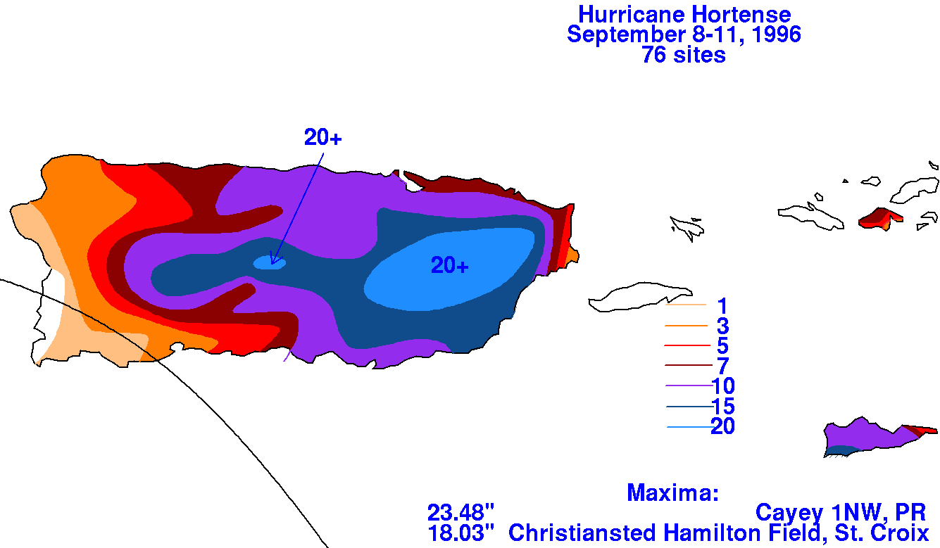 Hurricane Hortense (1996) NE Caribbean Rainfall