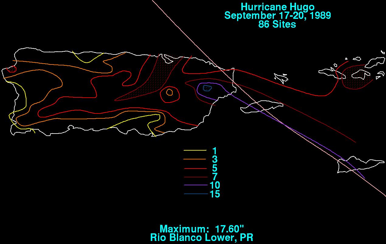 Hurricane Hugo (1989) Rainfall across Puerto Rico/U.S. Virgin Islands