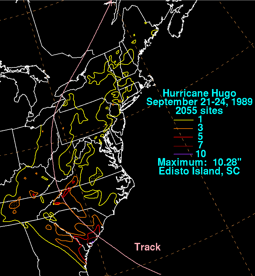 Hurricane Hugo (1989) Rainfall