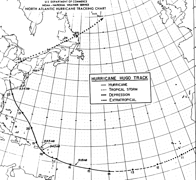 Hurricane Hugo Tracking Chart