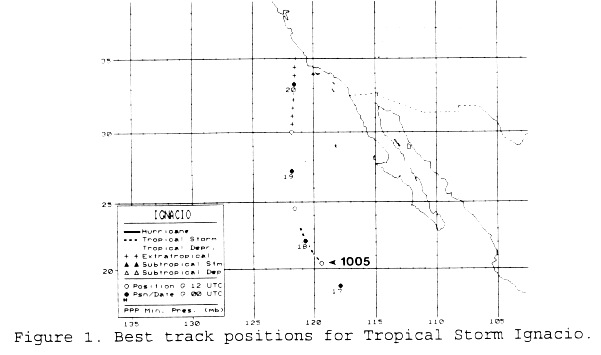 Mexico: Hurricane Ignacio Storm Location Map (August 25, 2003, 8 AM PDT Monday) - Mexico