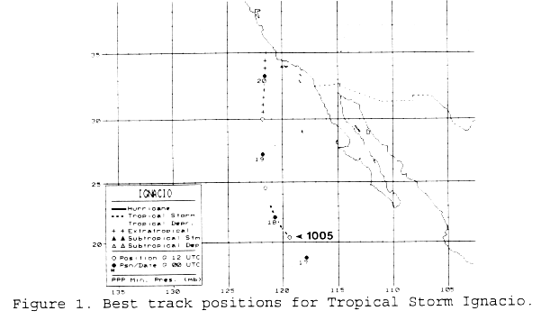 Mexico: Hurricane Ignacio Storm Location Map (August 25, 2003, 8 AM PDT  Monday) - Mexico